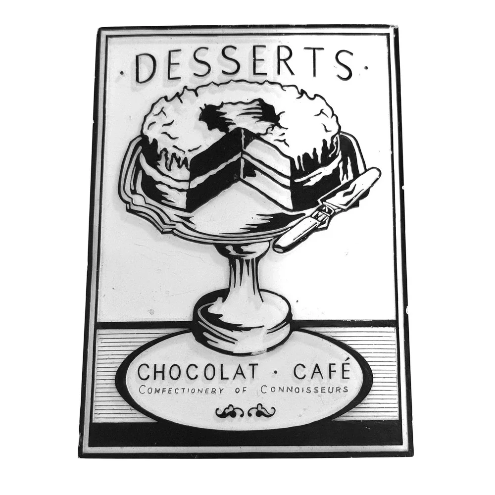 Vintage French Cafe Desserts Chocolat‎ Cafe Cake Wall Plaque Black White Decor